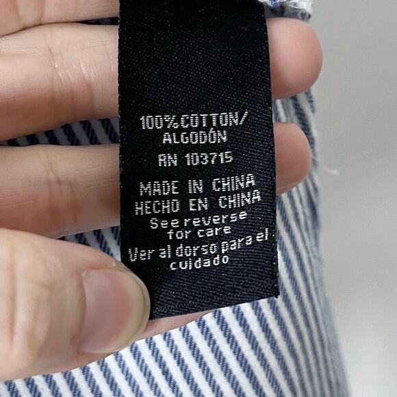 Zac & Rachel Button Up Shirt S Blue & White Striped Asymmetric Hem Long Sleeve - Picture 11 of 12